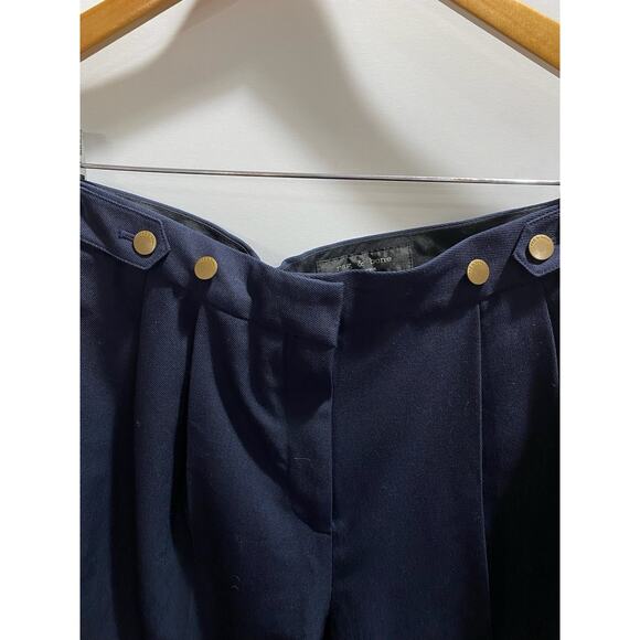 RAG & BONE Luca Navy Blue Pleated Satin-trimmer Twill Shorts Sz 10 - Picture 7 of 11